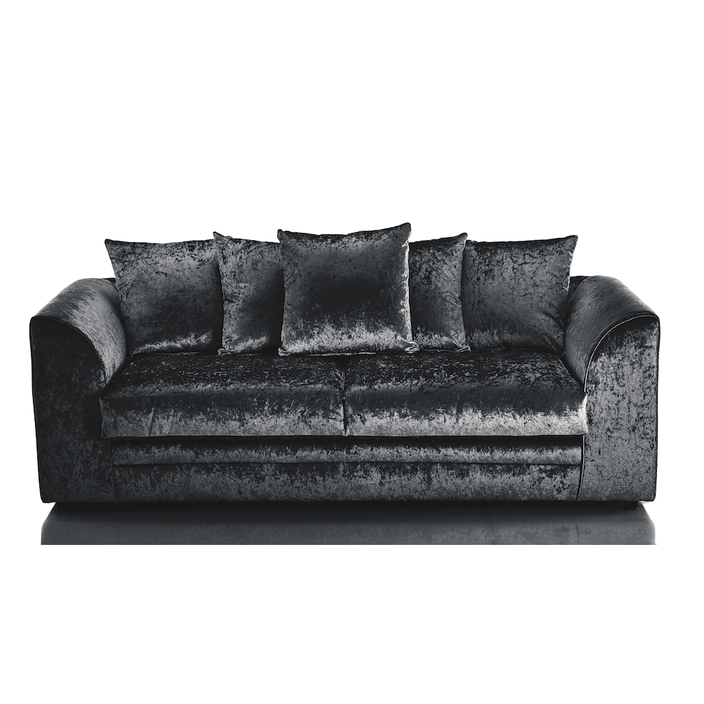 Michigan Crushed Velvet Sofa Black 3 Seater