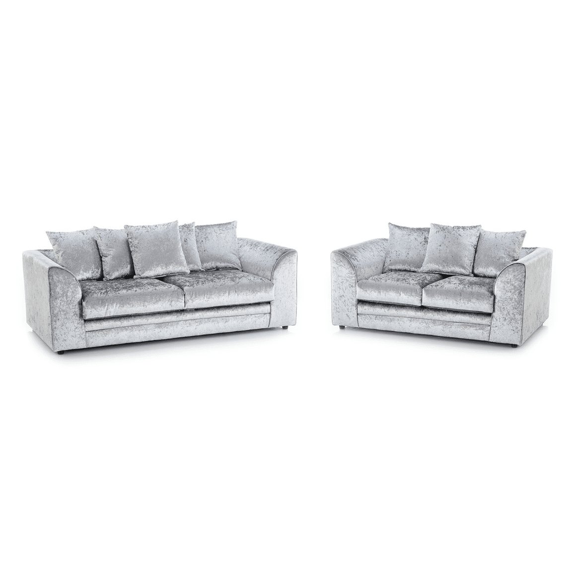 Michigan Crushed Velvet 3 Seater and 2 Seater Sofa Silver
