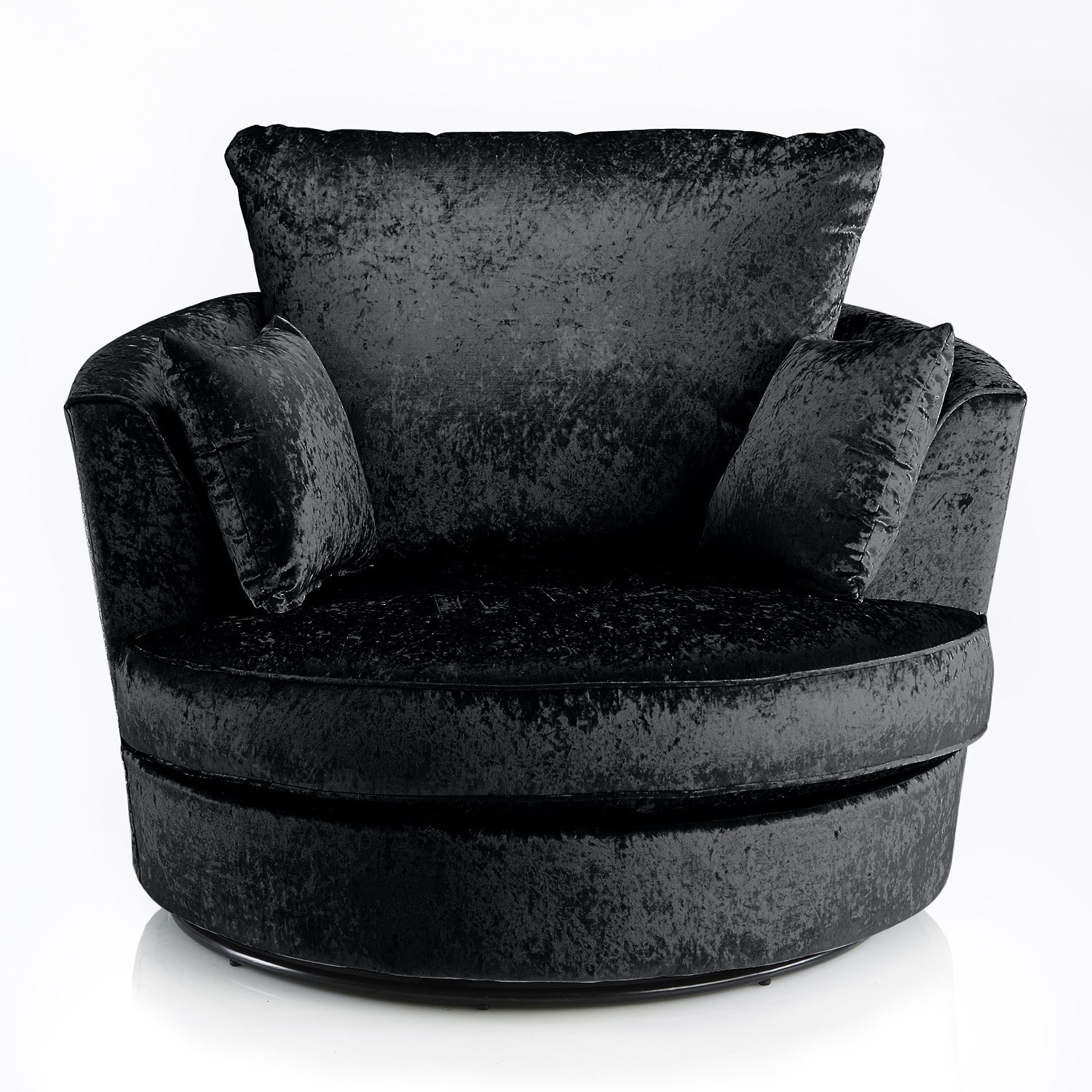 Michigan Crushed Velvet Black Swivel Chair