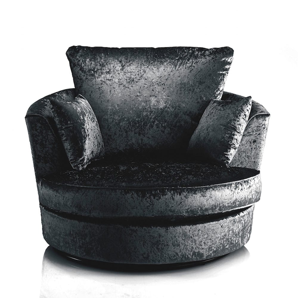 Jupiter Swivel Love Chair Crushed Velvet in Black