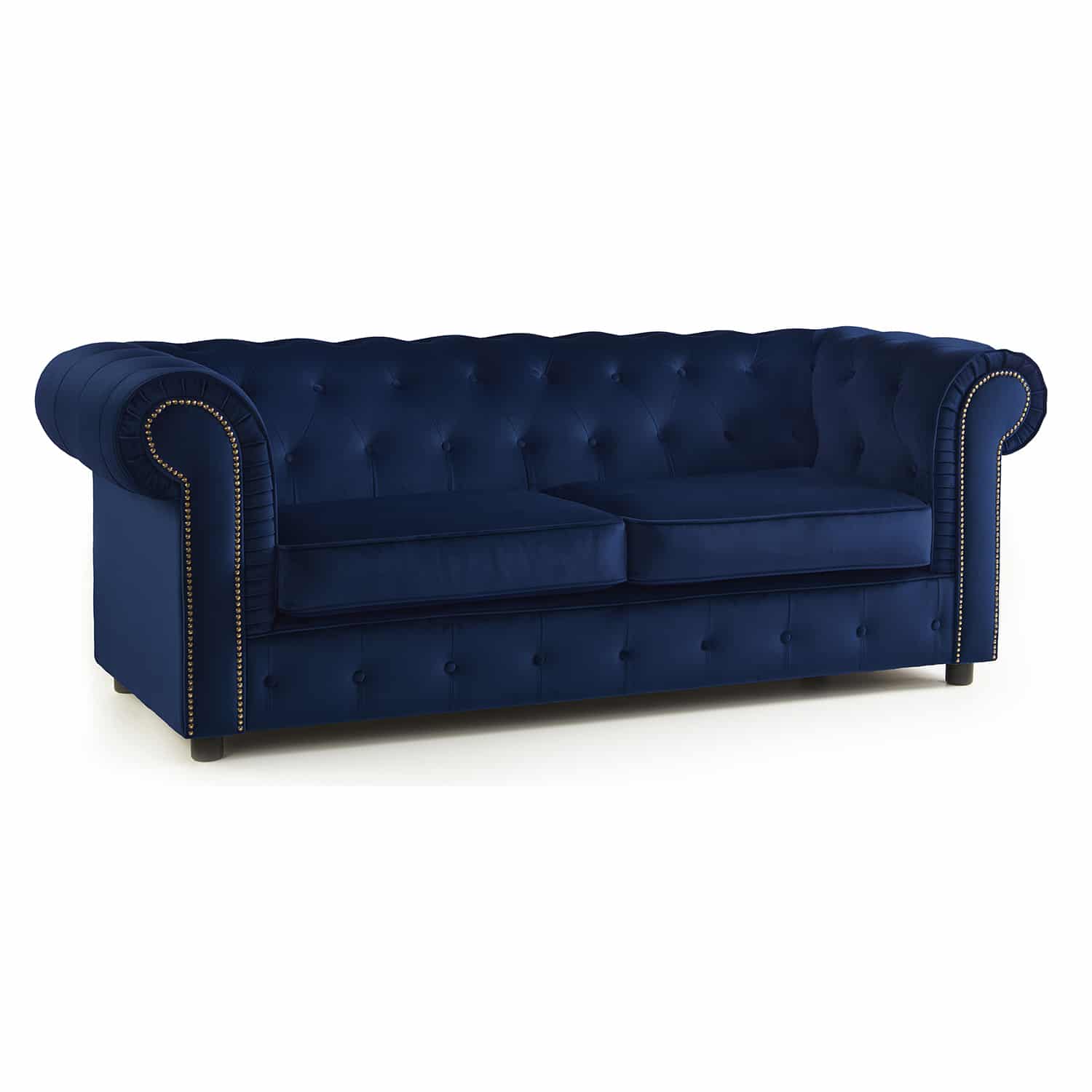 The Ashcroft Soft Velvet Chesterfield 3 Seater Sofa – Indigo